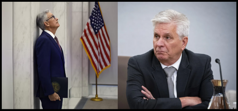 Powell vs. Waller - Divided Fed Faces Tariff-Driven Inflation Uncertainty (Source: The New Republic, https://newrepublic.com/article/194209/jerome-powell-next-trump-crisis; Fortune, https://fortune.com/2024/09/06/fed-rate-cuts-waller-jumbo-50-basis-points-jobs-report-recession-outlook/)